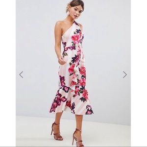 ASOS Midi Floral & Striped Print Dress